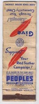 Matchbook Cover Peoples Credit Jewellers Red Feather Campaign - £0.77 GBP