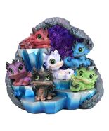 Whimsical Baby Dragons Mini Figurines With LED Faux Geode Crystal Displa... - $75.91 CAD
