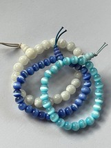 Lot of Sky Blue &amp; Light Blue Moonglow &amp; White Swirl Round Plastic Bead Stretch - $14.89