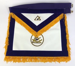 Vintage LAFSCO USA Free Mason Masonic Presentation Apron Banner Ornate Purple - £78.65 GBP