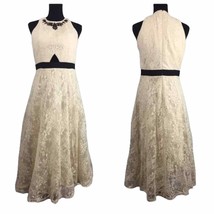Little Mistress Lace Midi Dress Jewel Neck 8 Tall 8T Embellished  - £13.35 GBP