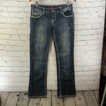 Rock And Roll Cowgirl Blue Jeans Womens Sz 29 x 32 Low Rise Faded Wash - £19.32 GBP