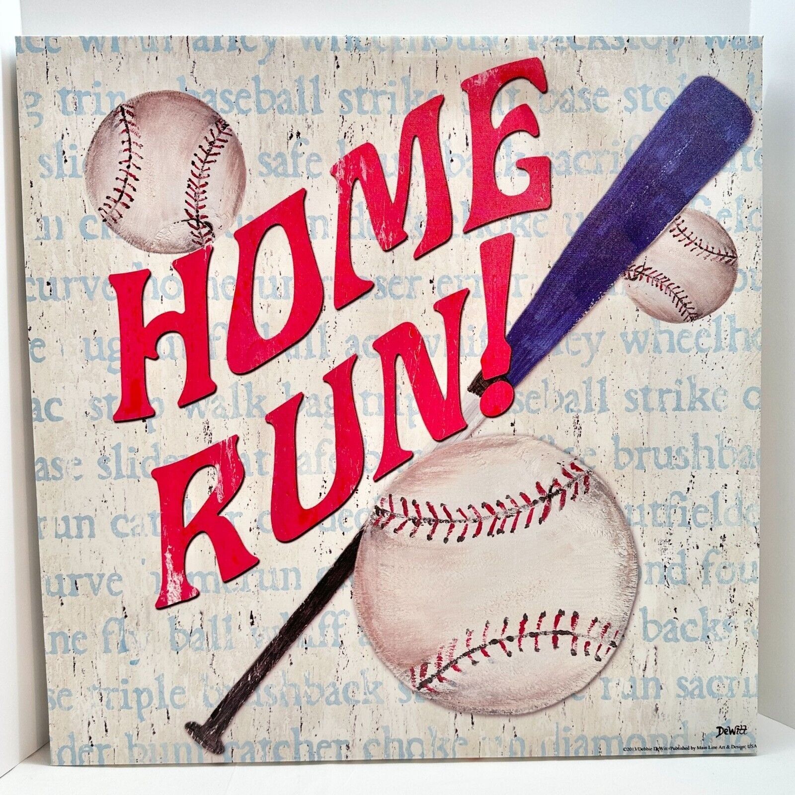 Kirkland's Hanging Picture 24 x 24 Red White Blue Baseball Theme NEW - $11.88