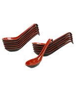 Red And Black Melamine Ladle Style Soup Spoons With Hook Ends 1oz Set Of 12 - €18,86 EUR