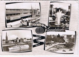 Germany Postcard Dusseldorf am Rhein Multi View JFK Kennedy Stamp - $2.12