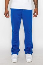 Men&#39;s Solid Royal Blue Flare Stacked Track Pants (S) - $25.74