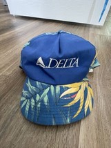 Vintage Delta Air Lines Hat Cap Hawaiian Style Snapback VTG Blue Made In... - $28.04