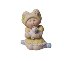 Vintage Cabbage Patch Kids Porcelain Girl Yellow Dress with Puppy Figurine 1985 - £11.24 GBP