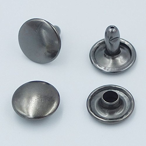 Bluemoona 200 Sets - Double Round Cap 10mm 3/8" Rivet Stud Leather (Gun Black)