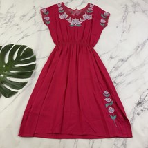Globe Trotter Womens Vintage 80s Sundress Size M Pink Purple Embroidered... - $27.71