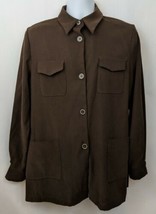 Harve Bernard Holtzman Button Down Jacket Top Brown Size 12 - £22.40 GBP