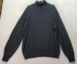 Orvis Sweater Men&#39;s XL Black knit Cotton Long Raglan Sleeve Turtle Neck Pullover - £22.08 GBP