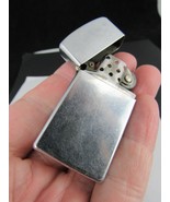 RARE Zippo Lighter 1962 slim plain vintage FLAT BOTTOM &amp; NO PATENT # - $31.99