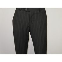 Men Suit BERLUSCONI Italian Wool 180's Pin Stripe One Button Peak UGS95-4 Black image 13