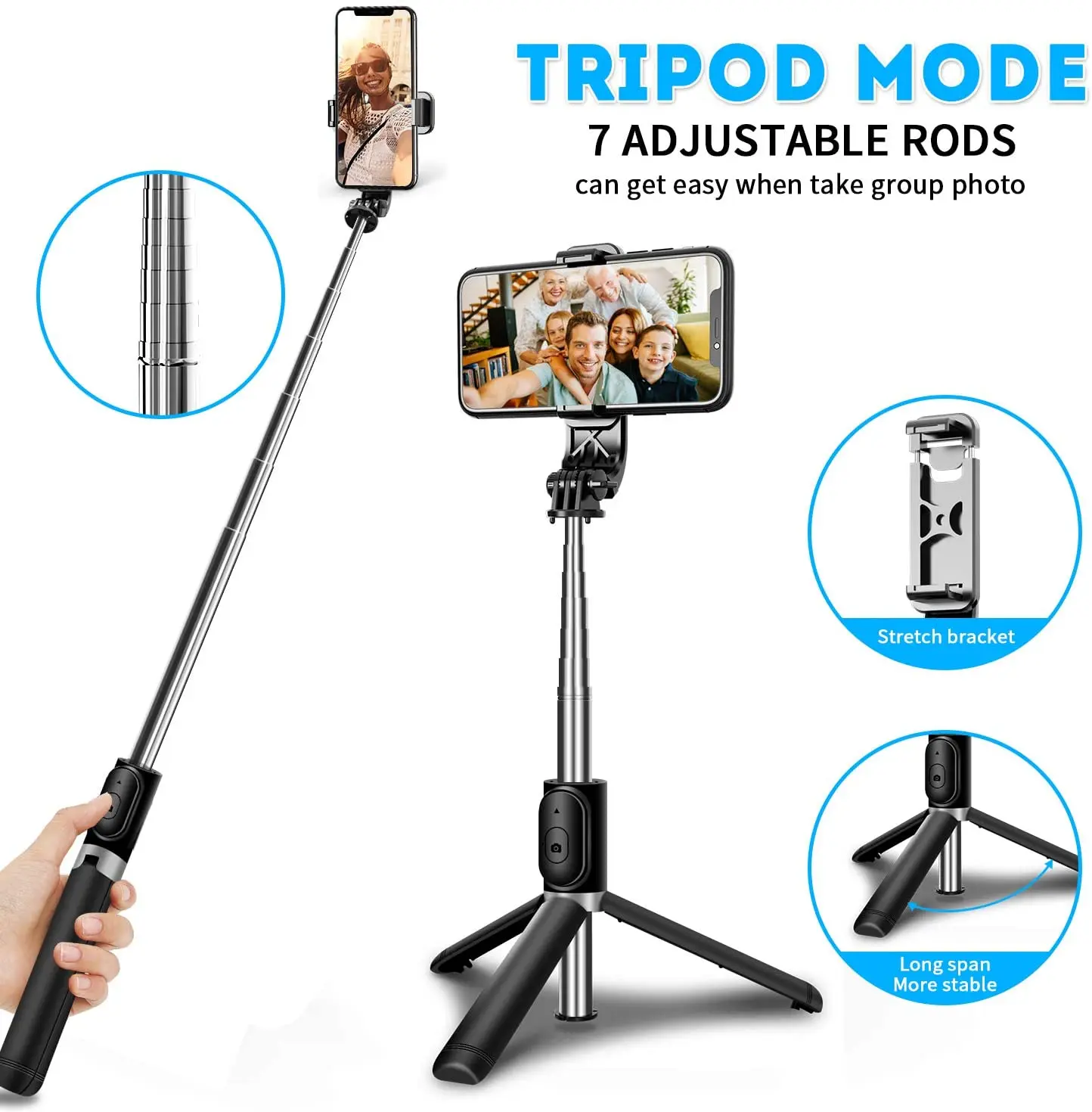 Sporting Selfie Stick TrA with Wireless Remote, Mini ExtenAle 4 in 1 Selfie Stic - £23.89 GBP
