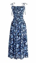 NEW JCrew Women’s Blue Floral Smocked Midi Beach Dress Size M NWT - £46.73 GBP