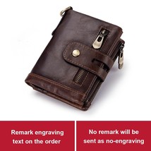 Free Engraving 100% Leather Men Wallets Coin Purse Small Mini Card Holder Chain  - £61.26 GBP