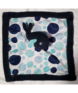 Carters Whale Security Blanket Baby Lovey Navy Blue Aqua Polka Dots - $20.95 CAD