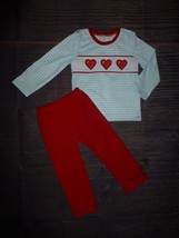 NEW Valentine&#39;s Day Boys Embroidered Heart Boutique Outfit Set - $161.81 MXN
