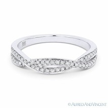 0.19 ct Round Diamond Anniversary Band 14k White Gold Stackable Right-Hand Ring - £589.70 GBP