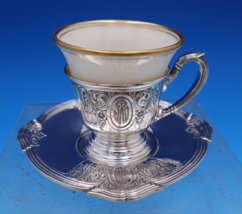 Saint Dunstan Chased by Gorham Sterling Silver Demitasse Cup Saucer Line... - $256.41