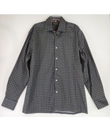 Inserch Icon Shirt Mens 2XL Green Geometric Jaquard Cotton Casual Button Up - £28.02 GBP
