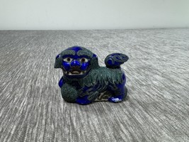 Vintage Cloisonne Chinese Foo Dog Guardian Lion Figurine Statue Blue Gre... - $546.39 MXN