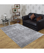 Rugsotic Carpets Hand Woven Viscose &amp; Silk 5&#39;x8&#39; Area Rug Floral Silver - £303.60 GBP