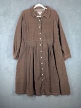 Vtg FADS Women’s Shirt Dress Brown Corduroy Long Sleeve Button Down Pock... - $23.36