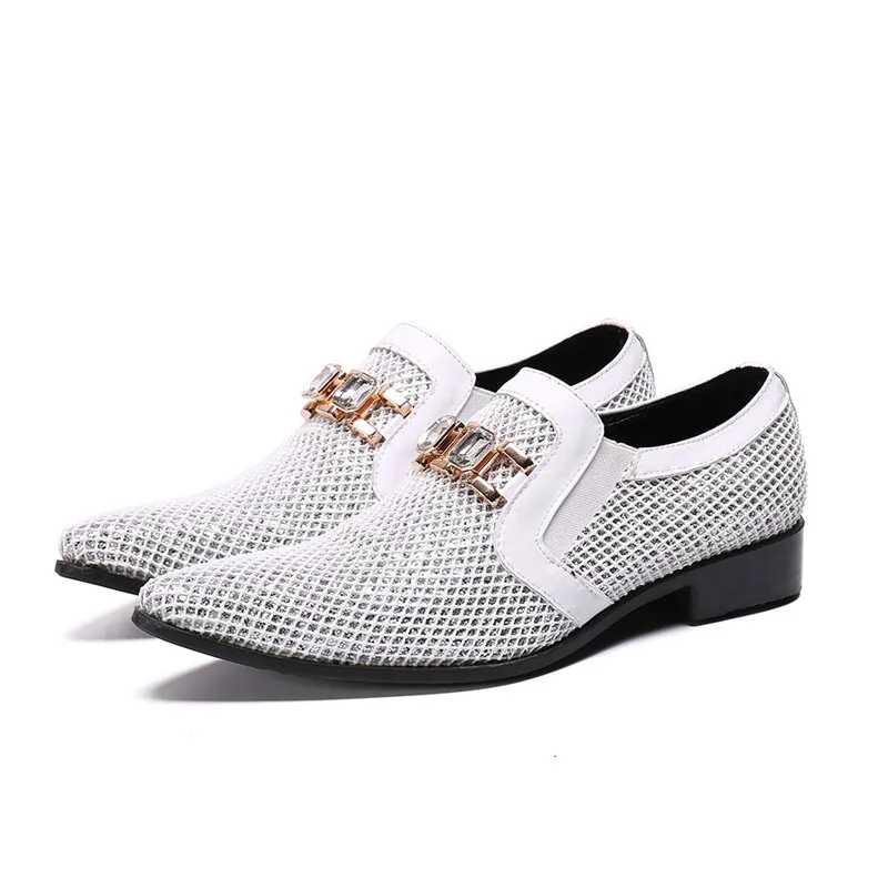 Toe white men wedding shoes with crystal hoops mens genuine leather shoe casual slip on thumb200