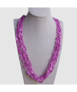 Lilac Purple Crochet Ribbon Multi Strand Necklace Lightweight Womens Jew... - £8.71 GBP