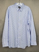 Pronto Uomo Mens Dress Shirt 17/34-35 No Iron Button Up Blue Plaid Made ... - $15.59