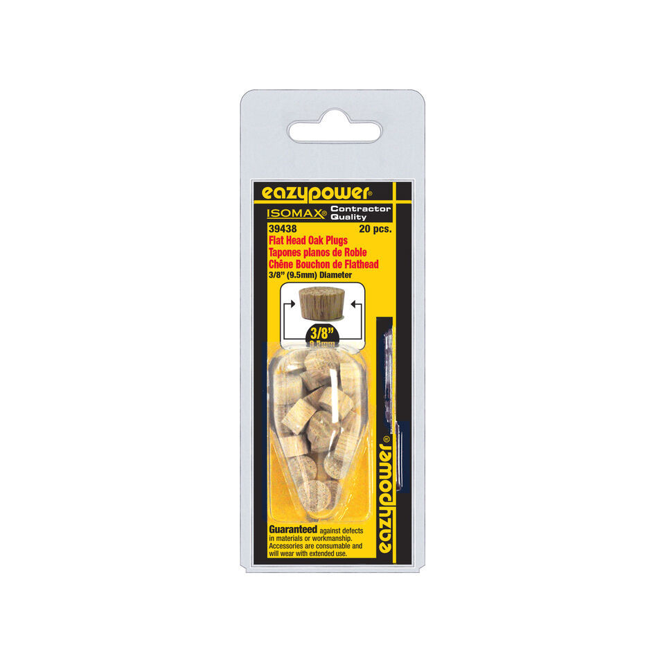 Eazypower 39438 3/8&quot; Oak Flat Head Plugs (20 Piece) - $19.17