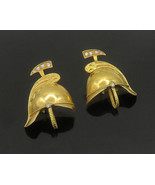 18K GOLD - Vintage 1/2 Carat Diamonds Knight Helmet Drop Earrings - GE105 - £850.54 GBP