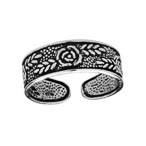 Oxidized 925 Sterling Silver Rose Toe Ring - £11.23 GBP