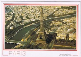 Postcard Paris France Le Tour Eiffel Tower Aerial View - £1.68 GBP
