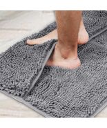 whatAMate Feet Dryer Bath Mat No Bend Chenille Rug Gray Non Slip Quick D... - $22.76
