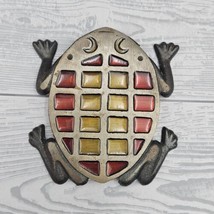 Frog Toad Trivet Brass Cast Iron With Orange Red Stained Glass 70&#39;s Vibe Taiwan - £39.80 GBP