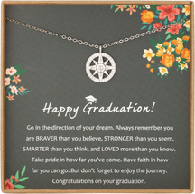 Graduation Gifts for Her, Sterling Silver Compass Graduation Necklace, High Scho - £18.05 GBP