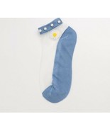 Handcrafted ~ Blue ~ Embellished w/Pearls ~ Embroidered Daisy ~ Ankle Socks - $20.00
