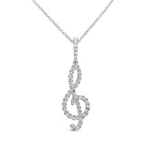 Dimaya 18K White Gold 0.44ct TDW White Diamond Treble Clef Necklace - £754.45 GBP