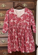 Grace Holiday Women&#39;s Tunic Dress tassel 3/4 sleeve MEDIUM M cotton red ... - £27.28 GBP