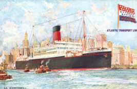 Steamship Minnetonka Atlantic Transport Line Ocean Liner Ship Postcard - $9.40