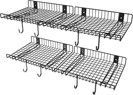 4 Pack Garage Wall Shelf, Wall Mounted Storage Shelves, Heavy Duty Metal... - $59.94