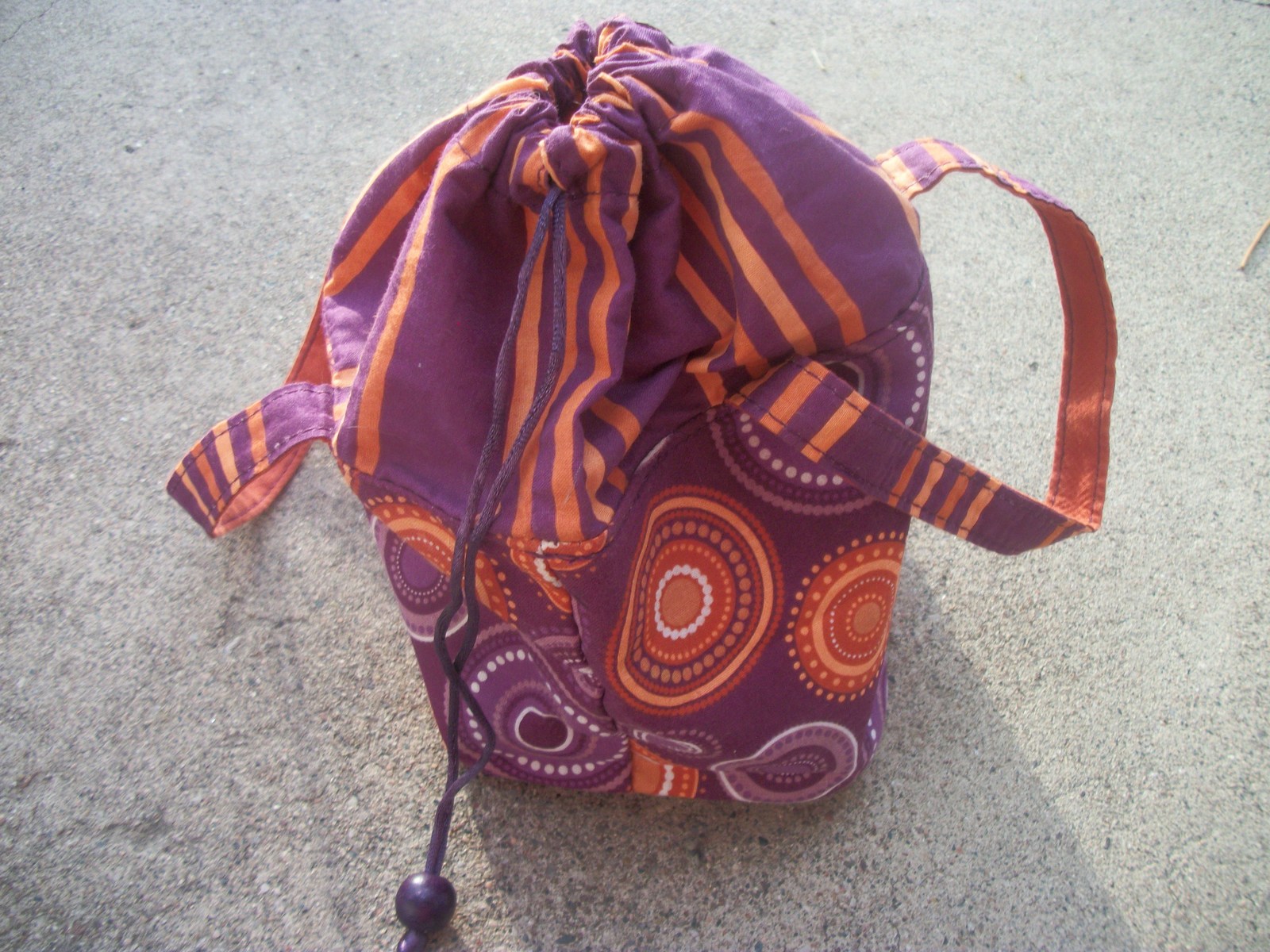 avon tote bag purse drawstring closure orange purple new - $20.00