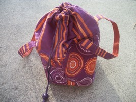 avon tote bag purse drawstring closure orange purple new - £15.72 GBP