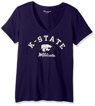 NWT NCAA Kansas State Wildcats Women&#39;s Small Purple V-Neck Tee Shirt - £12.43 GBP