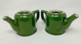 Pair Of 2 Vintage Hall Moss Green Individual Single Serve Teapot Made In USA - £68.32 GBP