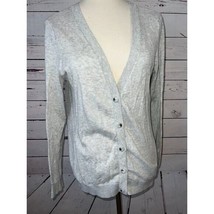 Cabi Cobblestone Button Front Cardigan Sweater Small Gray Back Zipper 5014 - $20.23