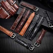 15mm Calfskin Genuine Leather Black/Brown Watch Strap/Watchband (+ Change Tool) - £6.99 GBP